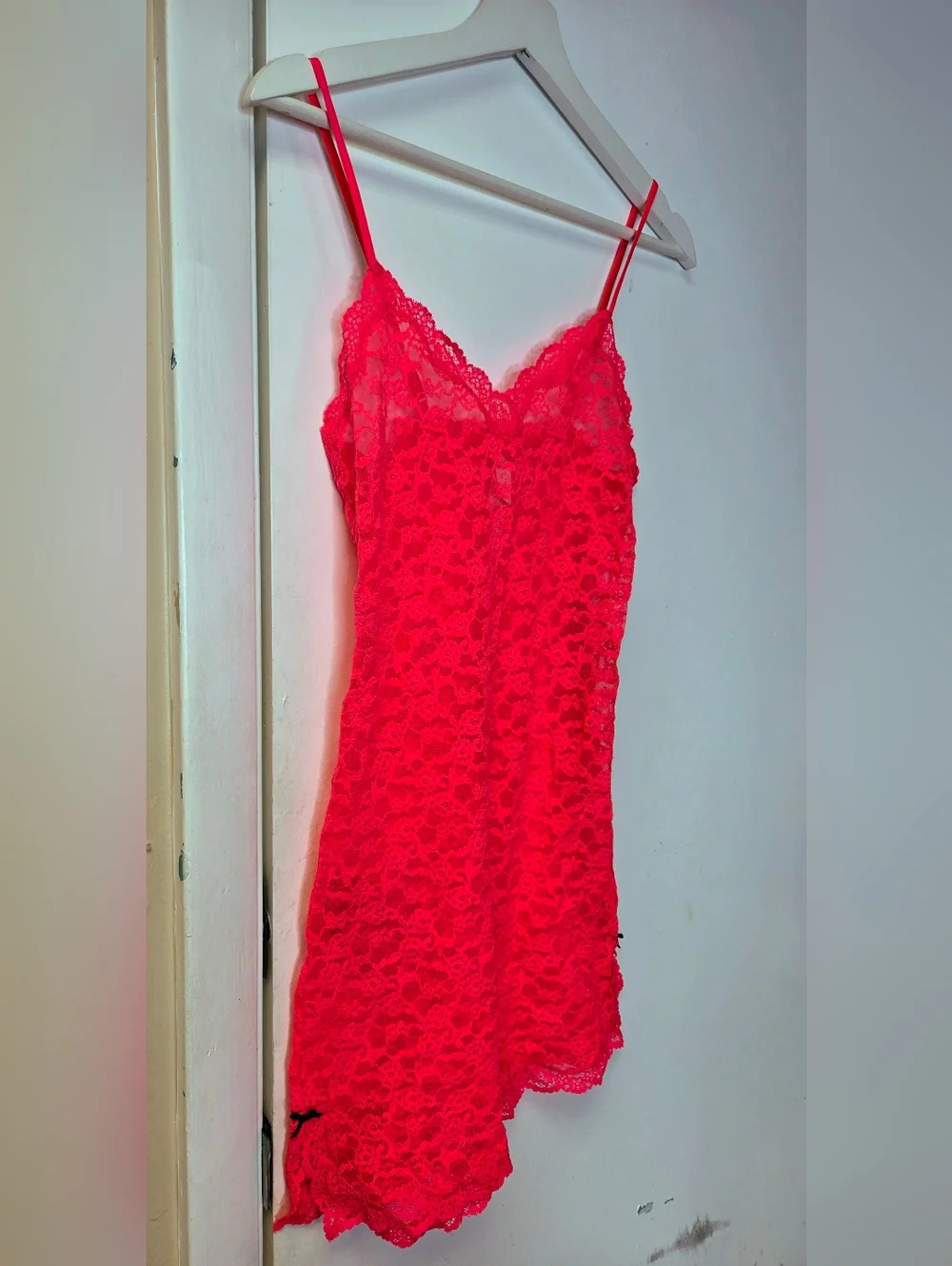 Victoria’s Secret Vintage Neon Pink Floral Lace Slip Dress Size S